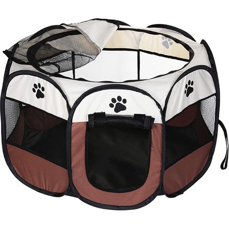 Youyijia Portable Pet Playpen Puppy Playpen Pet Dog Cat Playpen Cage Crate 91 x 91 x 58cm Soft Fabric Foldable Pet Indoor Outdoor for Rabbit Hamster Guinea Pig Brown