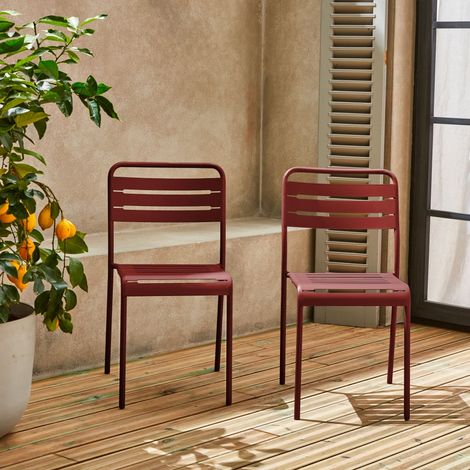 Lot de 2 chaises de jardin acier. 2 places. terre de sienne. Amelia. L44 x P52 x H79cm (1/5)