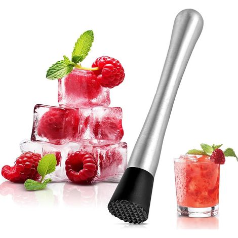 Pilon à cocktail professionnel en acier inoxydable - Pilon multifonction - Pour déboguer de délicieux cocktails, mojito, boissons et jus (20 cm)