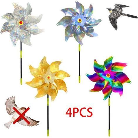 Bird Repellent, Scarecrow, Reflective Windmill Deterrent, Anti-Bird Scare Rod for Balcony and Pigeons