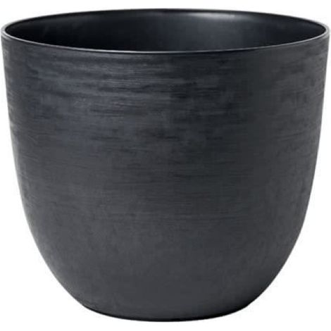 Pot Rond - Ø38 x H32 cm - Réserve D Eau Intégrée - Gris - 1 Pièce