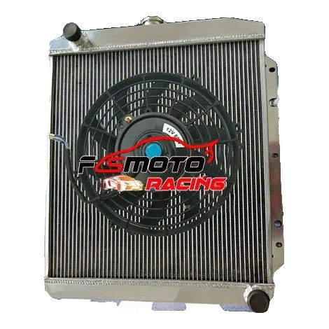 Radiador y ventilador de aluminio, dimensiones totales 28" × 25" × 5", salida superior 1,5", salida inferior 1,6". (1/5)