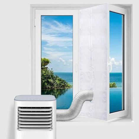 Joint de Fenêtre pour Climatiseurs Mobiles, Sèche-linge et Sèche-linge à évacuation D'air, Joint de Fenêtre pour Climatisation, Hot Air Stop avec Fermeture éclair, pour Fxation(400cm) (1/5)