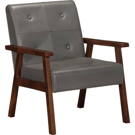 Sessel Grau Echtleder vidaXL (1/5)