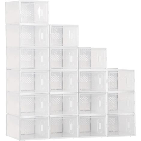 Scarpiera Modulare 18 Box 25x35x19 cm in Plastica PP Trasparente e Bianco (1/5)