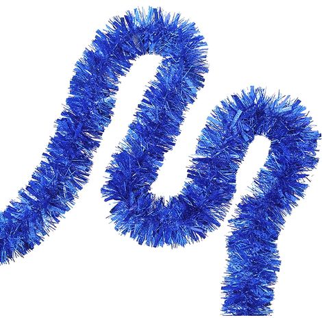 Guirlande En Laine Métallique - Bleue - 200 cm - Pour Décoration De Sapin De Noël Et D'intérieur - 1 Pièce (1/3)