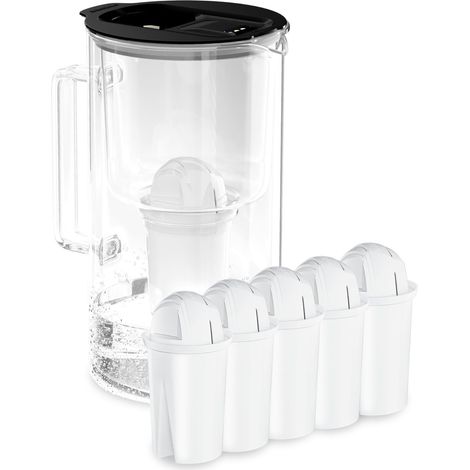 carafe filtrante verre 2L avec compteur LED, 5 filtre classic Noir (1/5)
