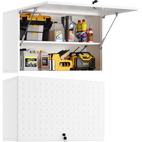 Armoire à outils suspendue en métal verrouillable - Blanc (1/5)