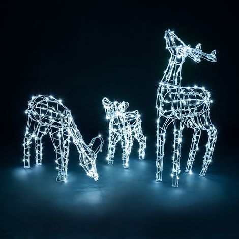 White Wire Light Up Reindeer Family (3pc Set) (1/5)