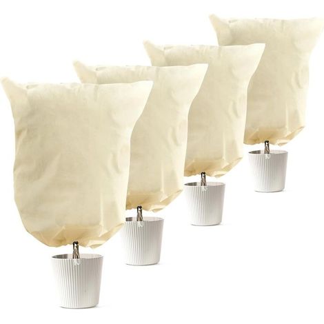 4 housses d'hivernage pour plantes 80g/m², protection antigel réutilisable pour pots extérieurs, 60x80cm avec cordon (1/5)