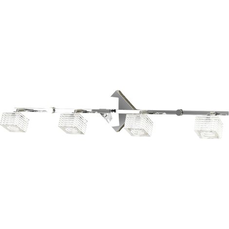Applique Toplight Metropolitan 4 lumières avec douille G9, cadre chromé et verre travaillé, design moderne 80x10x18cm