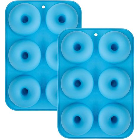 Stück Silikon-Donut-Form, Silikon-Muffin-Form, 6 Mulden, antihaftbeschichtete Donut-Form, lebensmittelechte Kuchenform, BPA-frei (blau) (1/5)
