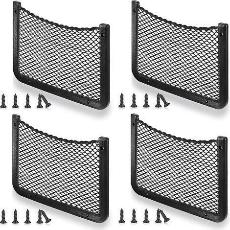 Filet Rangement pour Voiture 4 PCS, Organisateurs Rangement Coffre 36 18CM, Multifonctionnel Sac Pocket Organizer de Voiture pour Ustensiles, Camping-Cars, Bateaux, Maison (avec Vis) (1/5)
