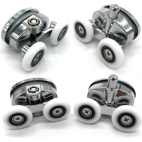 Lot de 4 roulettes de Porte de Douche - À Deux Roues - Ovales - en Forme de Papillon (23mm) (1/5)