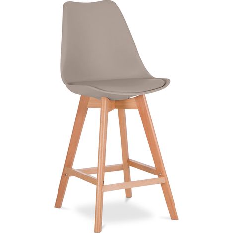 Hocker im skandinavischen Stil - Holzbeine - Denisse Taupe (1/5)