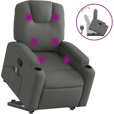 Maison Exclusive - Poltrona Alzapersona Massaggi Reclinabile Grigio Scuro Tessuto (1/5)