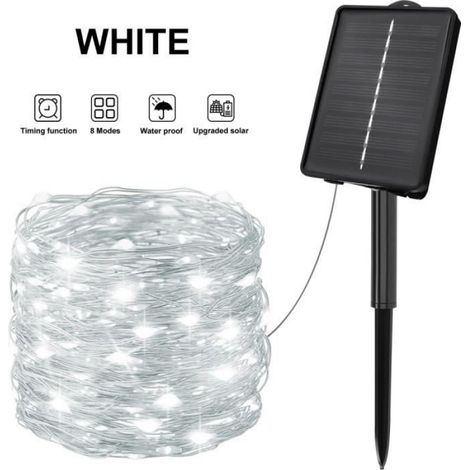 22M 200LED BLANCHE Guirlande Lumineuse Solaire À 100 Ou 200-300 Led Avec Télécommande, Luminaire Décoratif D' (1/3)