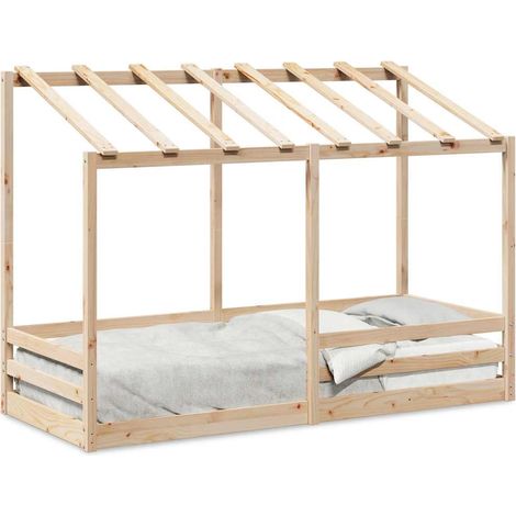 Maison Exclusive - Kinderbett mit Dach 75x190 cm Massivholz Kiefe