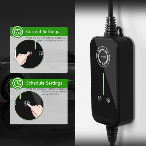 JATRHG P1 EV Chargeur 12M 7.2KW-1.5KW 32A24A16A13A10A8A Type 2 station de Charge Voiture Electrique Portable Courant Commutable Voiture hybride Chargeur Rapide monophase