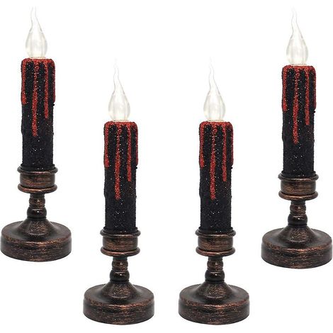 lampe  Bougie Led 5.5  20.5cm 2 Paires De Bougies Sans Flamme Pour Halloween Bougies Alimentes Par Batterie