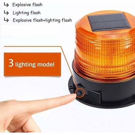 1 Gyrophare LED, 12V, recharge solaire et USB, 3 modes, base magnétique, véhicules utilitaires (1/4)
