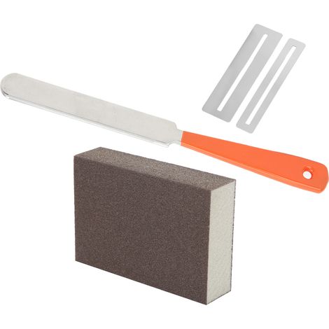 Lime en acier inoxydable pour lutherie, ponçage et polissage des frettes de guitare, bloc éponge M02082, entretien de manche, outil de réparation avec accessoires de finition. (1/5)