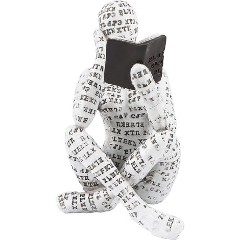 Femme lectrice, figurine décorative pour étagère, sculpture de rat de bibliothèque, petite femme lisible, sculpture moulée de lecture méchant, livres, Blanc (1/5)