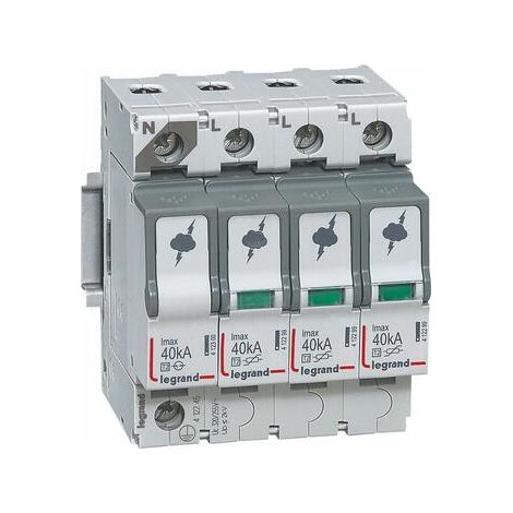 Parafoudre basse tension typeT2 Imax 40kA/pôle - 3P+N 320V - 4 modules - 412245 - LEGRAND