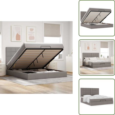VidaXL Cadre de lit ottoman avec matelas taupe 180x200 cm tissu