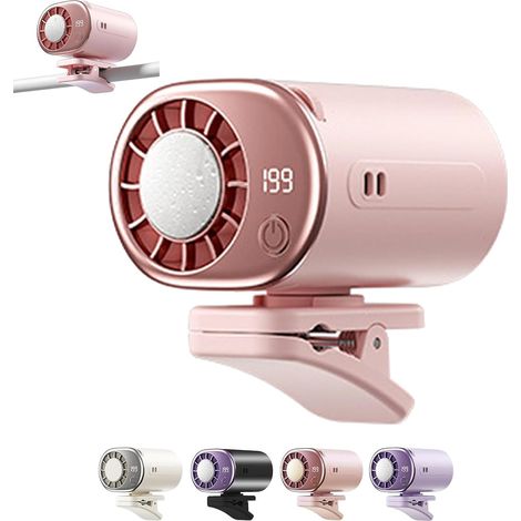 Car Clip-On Air Conditioner Fan with LED Display, 360° Adjustable, 199 Speeds, Portable Cooling Fan for Cars,Pink (1/5)
