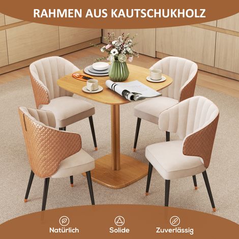 Table de repas carrée 70x70 cm en bois d'hévéa massif naturel, table de cuisine pour 4 convives, idéale pour salle à manger ou cuisine.