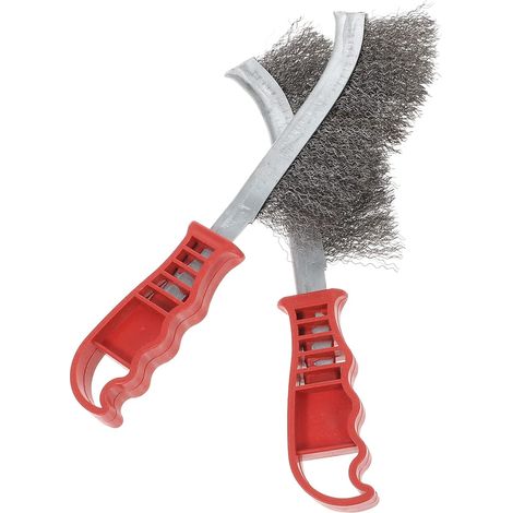 Brosse Métallique de Nettoyage Antirouille 4 Pièces à Manche Plastique Fil Acier, Lot Compact pour Grille et Entretien Industriel, Format Petit pour Travaux Précis (1/5)