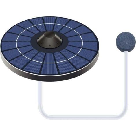Aérateur de bassin solaire , pompe à oxygène avec tuyau d'air et pierre à bulles, réservoir d'eau flottant, générateur d'oxygène, fontaine à poissons, bain d'oiseaux, circulation, noir (1/3)