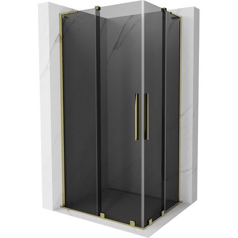 Mexen Velar L Duo Duschkabine 90 x 80 cm, graphit, gold - 871-090-080-02-43-50