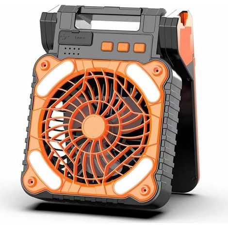 Ventilador de camping con energía solar，batería recargable integrada de 7800 mAh，ventilador portátil con temporizador e iluminación LED (1/5)