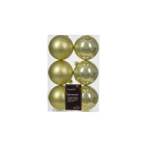 6 PALLINE DI NATALE D.8CM COLORE PISTACCHIO LUCIDO/OPACO DECORAZIONI ADDOBBI ALBERO (1/2)