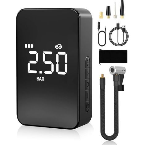 12V Autoreifenfüller mit Luftkompressor und LED-Licht, die Reifenpumpe kann auch als Powerbank verwendet werden, tragbarer kabelloser Reifenfüller. (1/5)