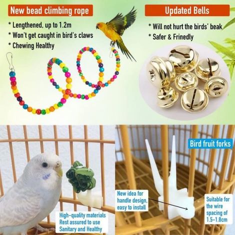Jouets pour oiseaux - - Balançoire Suspendue - 15 pièces - Noir - Mignon et amusant (1/4)