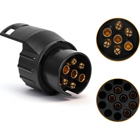 7/13 Adaptateur Prise Remorque 7 vers 13 Broches Connecteur Fiche Attelage 7 Pole a 13 Pin pour Remorque de Voiture, Tracteur, Caravane, Porte-vélo (1/5)