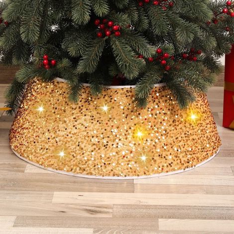 Arceau Pour Arbre De Noël - 40 X 60 X 20 Cm - En Tissu Non Tissé Avec Paillettes - Pour Décoration De Base D'Arbre - 1 Pièce (1/5)