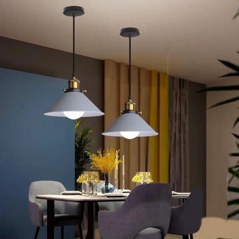 U-DO LOT DE 2 design Moderne Suspension Luminaire en Fer Bleu 2215cm Lustre Exquis Décoration Entrée Café (1/4)