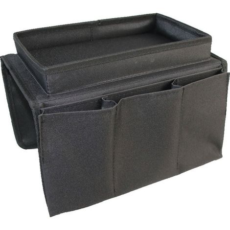 Organizer per bracciolo del divano, portatelecomando, borsa portaoggetti con portabicchieri per tablet, telefono, libri, riviste (1/4)