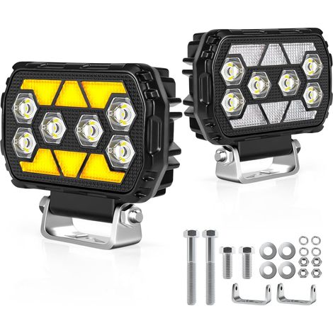Set mit 2 LED-Arbeitsscheinwerfern, 168 W, 9–60 V, 18.000 Lumen, IP68 wasserdicht, 4,5-Zoll-LED-Scheinwerfer, Zusatzscheinwerfer für Bagger, Traktoren, ATVs und Outdoor-Enthusiasten