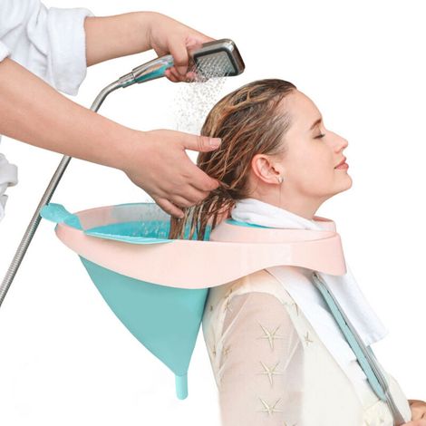 Bassine à cheveux, bol de shampooing portable pour personnes âgées, handicapées, alitées et handicapées, évier portable pour femme enceinte (1/5)