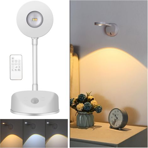 Lámpara de noche LED con sensor de movimiento 3M - Lámpara de pared inalámbrica recargable de 1200 mAh, 3 niveles de brillo ajustables (1/5)