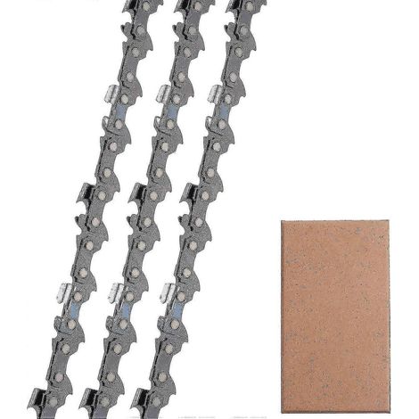 Jeu de 3 chaînes de tronçonneuse 3/8" LP 52 maillons 1,1 mm 35 cm à faible rebond, compatibles avec Bosch AKE 35 S et AKE 35 (1/4)