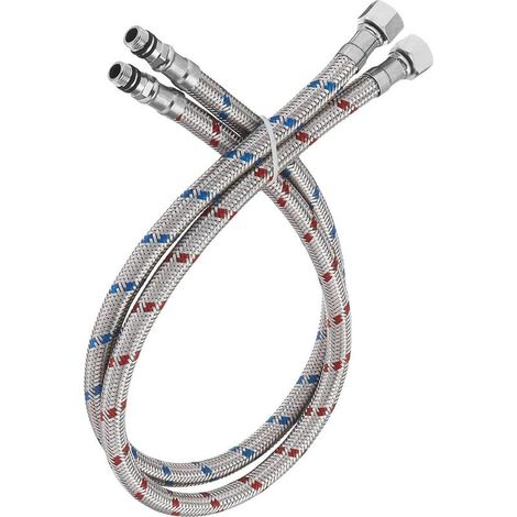 Geflochtener Edelstahl-Wasserhahn-Zulaufschlauch, Einzelanschluss, 60 cm, 2er-Pack, Bad/Küche (1/5)