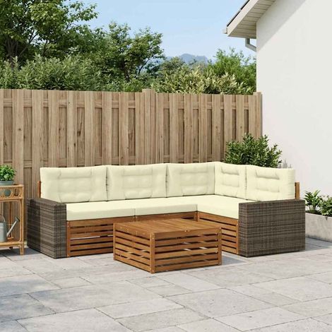 vidaXL Outdoor-Sofagarnitur 5 pcs Natur und Creme 79 x 79 x 37 cm (1/5)