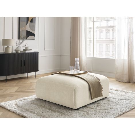 BOBOCHIC - Pouf grand JANA tissu velours   Beige