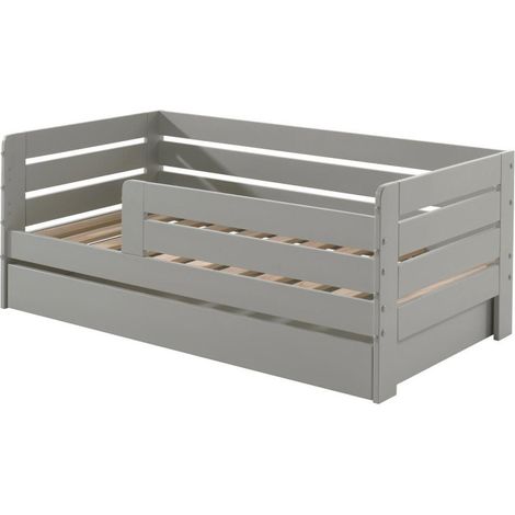 Lit Enfant, Sommier & Tiroir "Toddler II" 70x140cm Gris (1/3)